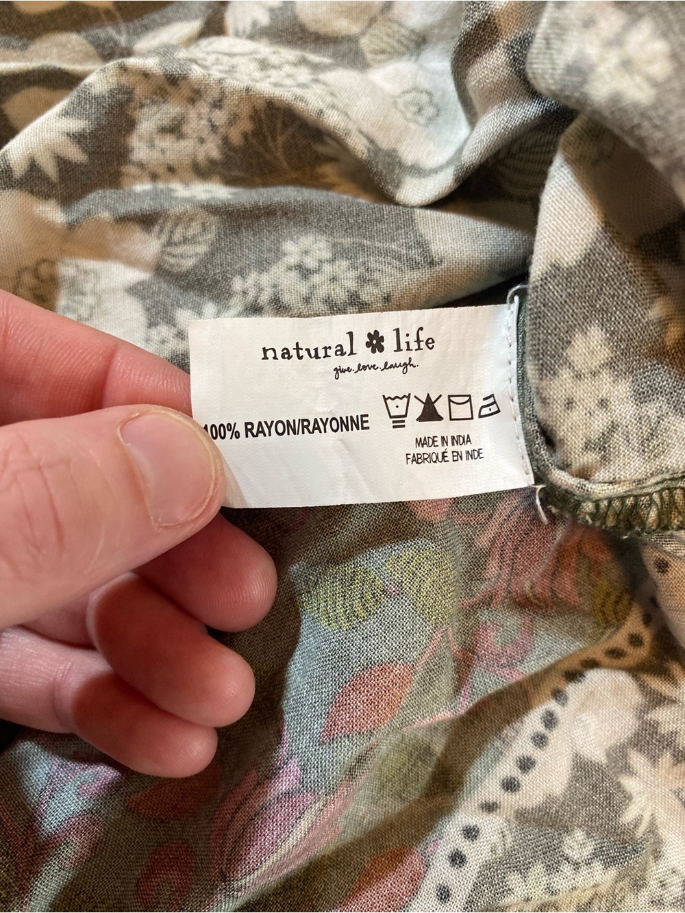 NATURAL LIFE Dara Boho Floral Peasant Blouse in Green Size Large - Picture 9 of 9